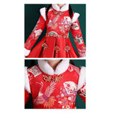Maxbell Chinese Traditional Girls Dress Windproof for Cosplay Costume Lunar New Year 140cm