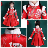 Maxbell Chinese Traditional Girls Dress Windproof for Cosplay Costume Lunar New Year 140cm