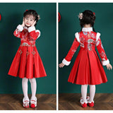 Maxbell Chinese Traditional Girls Dress Windproof for Cosplay Costume Lunar New Year 140cm