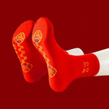 Maxbell Red Socks Embroidery Socks with Chinese Cultural Characteristics Breathable