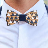 Maxbell Wood Bow Tie Decoration Men Fashion for Birthday Festival Wedding Triangle