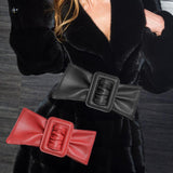 Maxbell Wide Waist Belt Cinch PU Leather Band for Women Ladies Dress Accessories Red