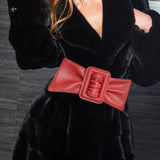 Maxbell Wide Waist Belt Cinch PU Leather Band for Women Ladies Dress Accessories Red