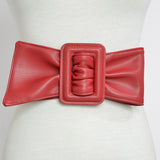 Maxbell Wide Waist Belt Cinch PU Leather Band for Women Ladies Dress Accessories Red