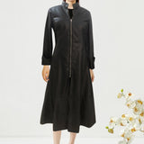 Maxbell Womens PU Leather Jacket Dress Holiday Overcoat Full Zipper Lapel Collar S Black