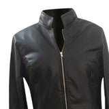 Maxbell Womens PU Leather Jacket Dress Holiday Overcoat Full Zipper Lapel Collar XL Black