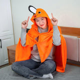 Maxbell Cute Cartoon Cloak Cosplay Costume Flannel Cape Warm Blanket Orange