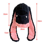 Maxbell Winter Knitted Hat Thermal Face Cover Ear Protection Rabbit Ear Beanie Hats Pink