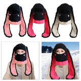 Maxbell Winter Knitted Hat Thermal Face Cover Ear Protection Rabbit Ear Beanie Hats Pink