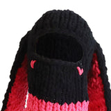 Maxbell Winter Knitted Hat Thermal Face Cover Ear Protection Rabbit Ear Beanie Hats Red