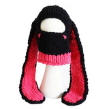 Maxbell Winter Knitted Hat Thermal Face Cover Ear Protection Rabbit Ear Beanie Hats Red