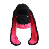 Maxbell Winter Knitted Hat Thermal Face Cover Ear Protection Rabbit Ear Beanie Hats Red