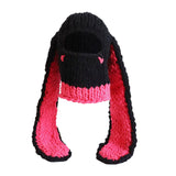 Maxbell Winter Knitted Hat Thermal Face Cover Ear Protection Rabbit Ear Beanie Hats Red