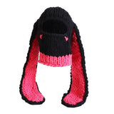 Maxbell Winter Knitted Hat Thermal Face Cover Ear Protection Rabbit Ear Beanie Hats Red