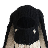 Maxbell Winter Knitted Hat Thermal Face Cover Ear Protection Rabbit Ear Beanie Hats Beige