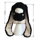 Maxbell Winter Knitted Hat Thermal Face Cover Ear Protection Rabbit Ear Beanie Hats Beige