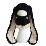 Maxbell Winter Knitted Hat Thermal Face Cover Ear Protection Rabbit Ear Beanie Hats Beige