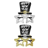 Maxbell Happy New Year Eyeglasses Eyewear Glitter for New Year'S Eve Party Favors Argent