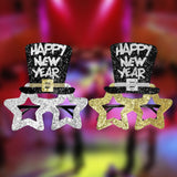 Maxbell Happy New Year Eyeglasses Eyewear Glitter for New Year'S Eve Party Favors Argent