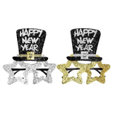 Maxbell Happy New Year Eyeglasses Eyewear Glitter for New Year'S Eve Party Favors Argent