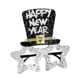 Maxbell Happy New Year Eyeglasses Eyewear Glitter for New Year'S Eve Party Favors Argent