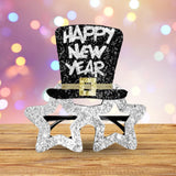 Maxbell Happy New Year Eyeglasses Eyewear Glitter for New Year'S Eve Party Favors Argent