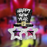 Maxbell Happy New Year Eyeglasses Eyewear Glitter for New Year'S Eve Party Favors Argent