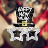Maxbell Happy New Year Eyeglasses Eyewear Glitter for New Year'S Eve Party Favors Argent