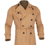 Maxbell Windproof Men'trench Coat Warm Peacoat Soft for Vacation daily Wear Khaki M