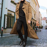 Maxbell Windproof Men'trench Coat Warm Peacoat Soft for Vacation daily Wear Khaki M