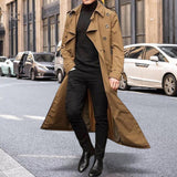 Maxbell Windproof Men'trench Coat Warm Peacoat Soft for Vacation daily Wear Khaki L