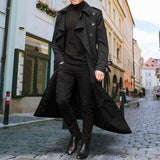 Maxbell Windproof Men'trench Coat Warm Peacoat Soft for Vacation daily Wear Black S