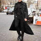 Maxbell Windproof Men'trench Coat Warm Peacoat Soft for Vacation daily Wear Black L