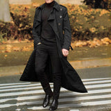 Maxbell Windproof Men'trench Coat Warm Peacoat Soft for Vacation daily Wear Black XL