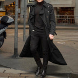 Maxbell Windproof Men'trench Coat Warm Peacoat Soft for Vacation daily Wear Black 2XL