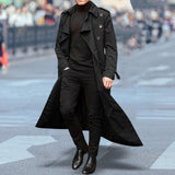 Maxbell Windproof Men'trench Coat Warm Peacoat Soft for Vacation daily Wear Black 2XL