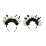 Maxbell 2023 New Year Headband Creative Headpiece Glitter Hair Band for Unisex Aureate