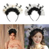 Maxbell 2023 New Year Headband Creative Headpiece Glitter Hair Band for Unisex Aureate