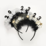 Maxbell 2023 New Year Headband Creative Headpiece Glitter Hair Band for Unisex Aureate