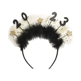 Maxbell 2023 New Year Headband Creative Headpiece Glitter Hair Band for Unisex Aureate