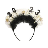 Maxbell 2023 New Year Headband Creative Headpiece Glitter Hair Band for Unisex Aureate