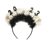 Maxbell 2023 New Year Headband Creative Headpiece Glitter Hair Band for Unisex Aureate
