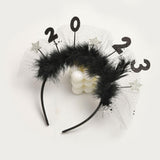 Maxbell 2023 New Year Headband Creative Headpiece Glitter Hair Band for Unisex Argent