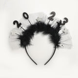 Maxbell 2023 New Year Headband Creative Headpiece Glitter Hair Band for Unisex Argent