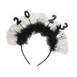 Maxbell 2023 New Year Headband Creative Headpiece Glitter Hair Band for Unisex Argent