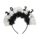 Maxbell 2023 New Year Headband Creative Headpiece Glitter Hair Band for Unisex Argent