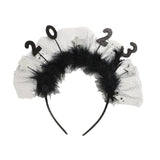 Maxbell 2023 New Year Headband Creative Headpiece Glitter Hair Band for Unisex Argent