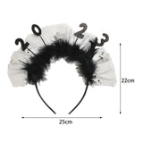 Maxbell 2023 New Year Headband Creative Headpiece Glitter Hair Band for Unisex Argent