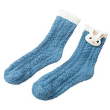 Maxbell Women Crew Socks Fleece Socks Comfortable Winter Thermal Socks Daily Wear Blue