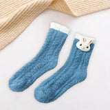 Maxbell Women Crew Socks Fleece Socks Comfortable Winter Thermal Socks Daily Wear Blue